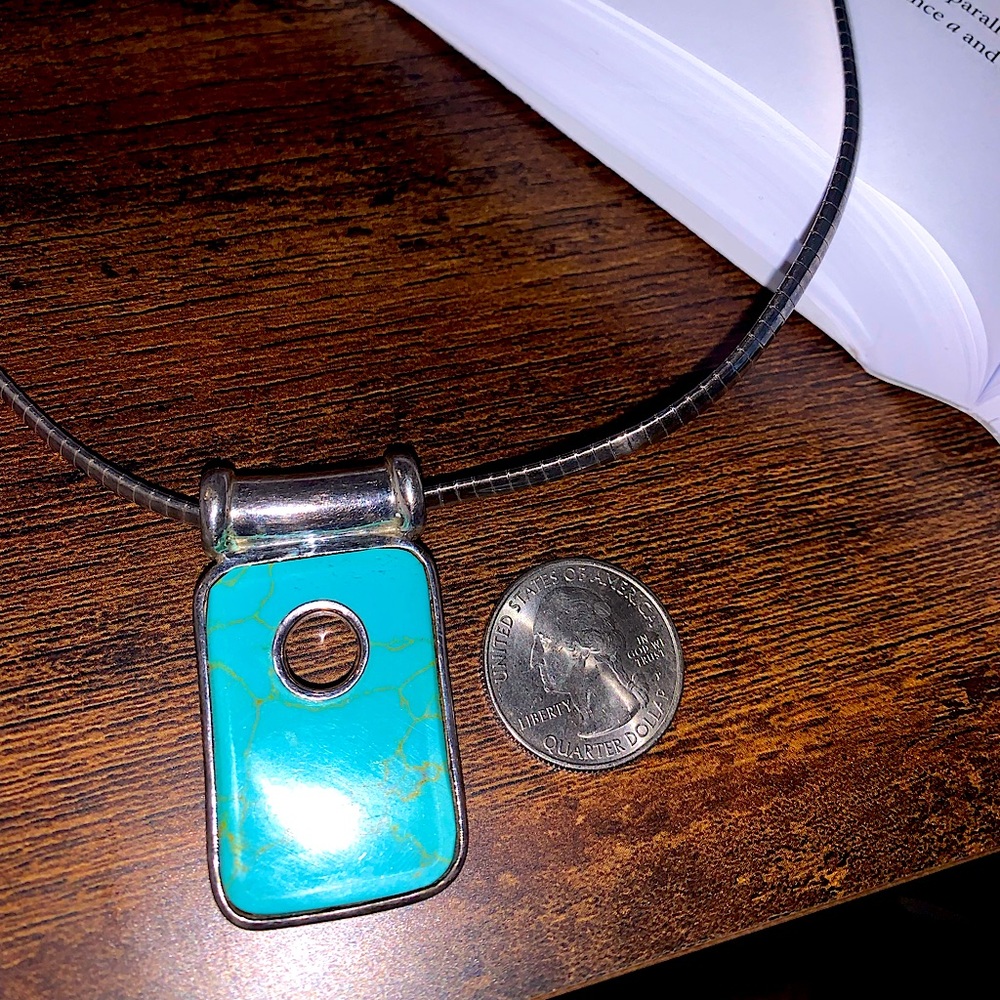 Sterling Silver (925) Turquoise Statement Necklace - Picture 2 of 4
